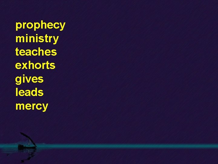 prophecy ministry teaches exhorts gives leads mercy 