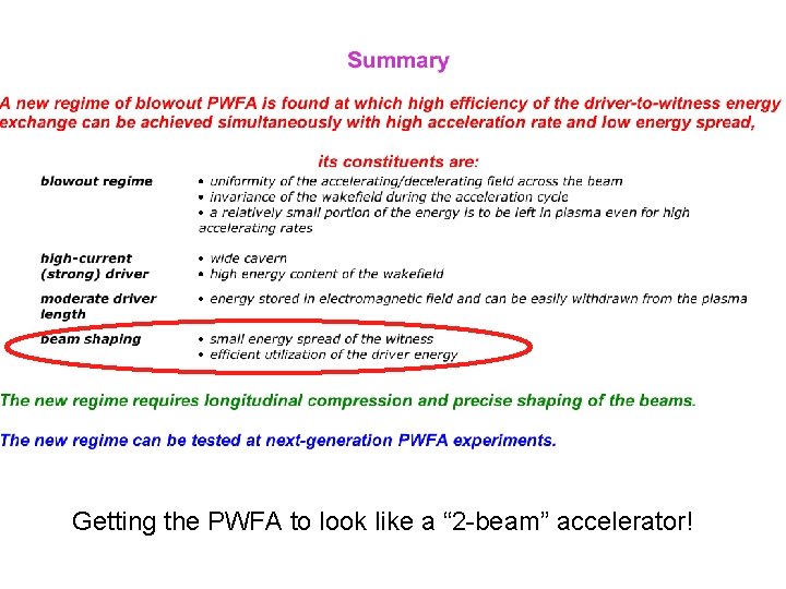 Getting the PWFA to look like a “ 2 -beam” accelerator! 