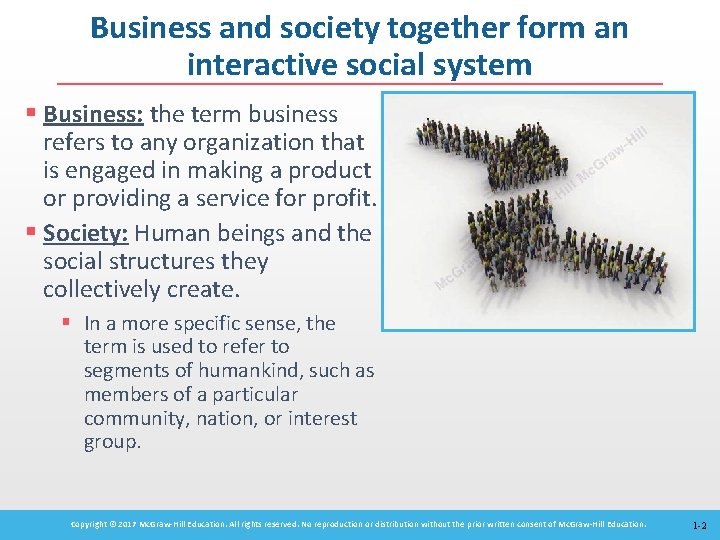 Business and society together form an interactive social system § Business: the term business