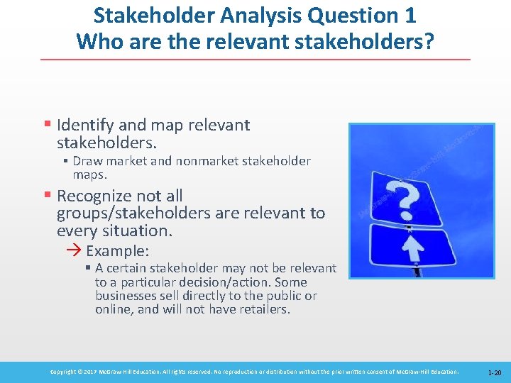 Stakeholder Analysis Question 1 Who are the relevant stakeholders? § Identify and map relevant