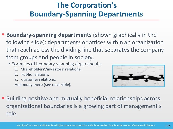 The Corporation’s Boundary-Spanning Departments § Boundary-spanning departments (shown graphically in the following slide): departments
