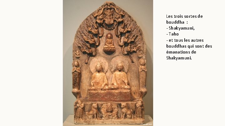 Les trois sortes de bouddha : - Shakyamuni, - Taho - et tous les