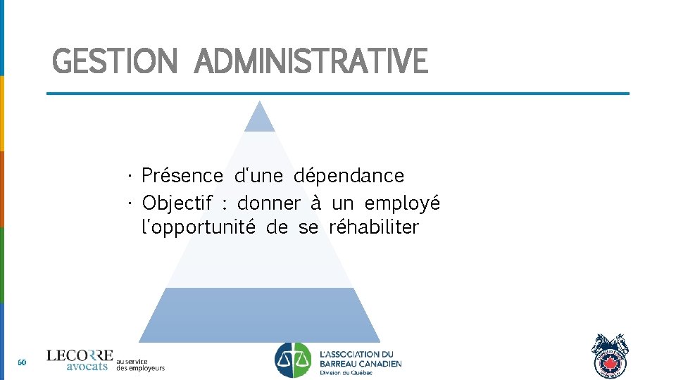 GESTION ADMINISTRATIVE • Présence d'une dépendance • Objectif : donner à un employé l'opportunité