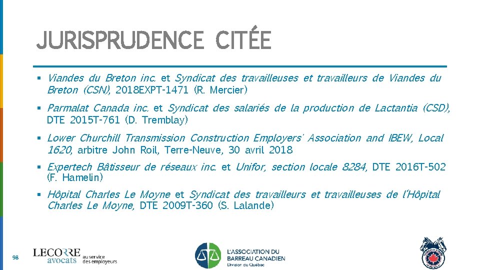 JURISPRUDENCE CITÉE § Viandes du Breton inc. et Syndicat des travailleuses et travailleurs de