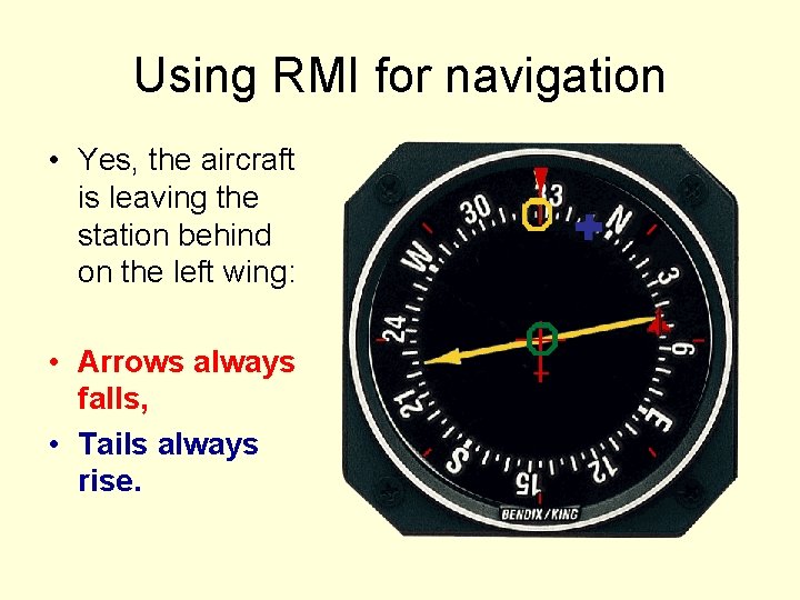 Using RMI for navigation • Yes, the aircraft is leaving the station behind on