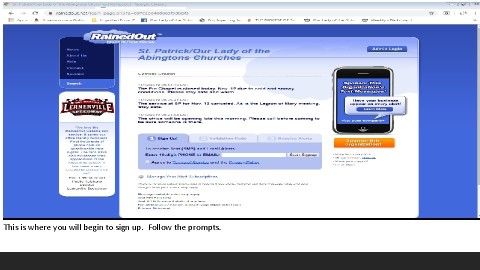 This is where you will begin to sign up. Follow the prompts. 