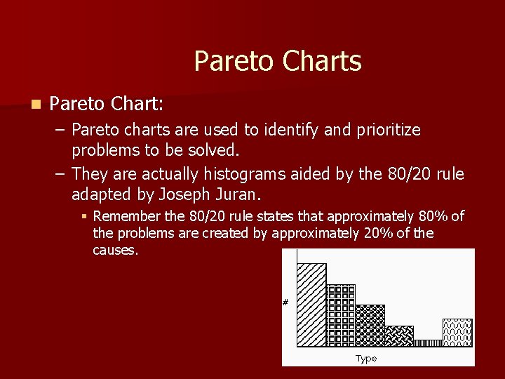 Pareto Charts n Pareto Chart: – Pareto charts are used to identify and prioritize Pareto Charts n Pareto Chart: – Pareto charts are used to identify and prioritize