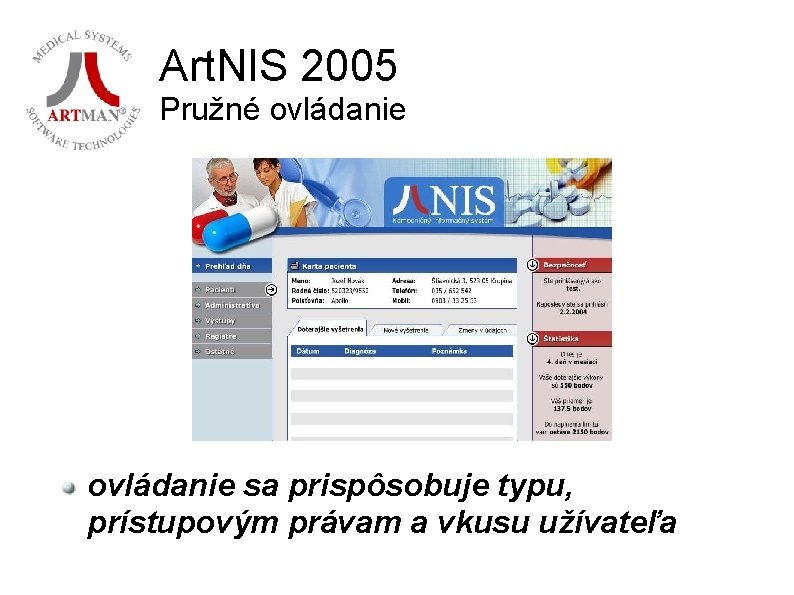 Art. NIS 2005 Pružné ovládanie sa prispôsobuje typu, prístupovým právam a vkusu užívateľa 