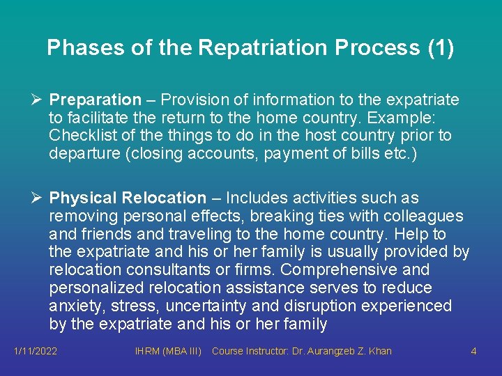 Phases of the Repatriation Process (1) Ø Preparation – Provision of information to the Phases of the Repatriation Process (1) Ø Preparation – Provision of information to the