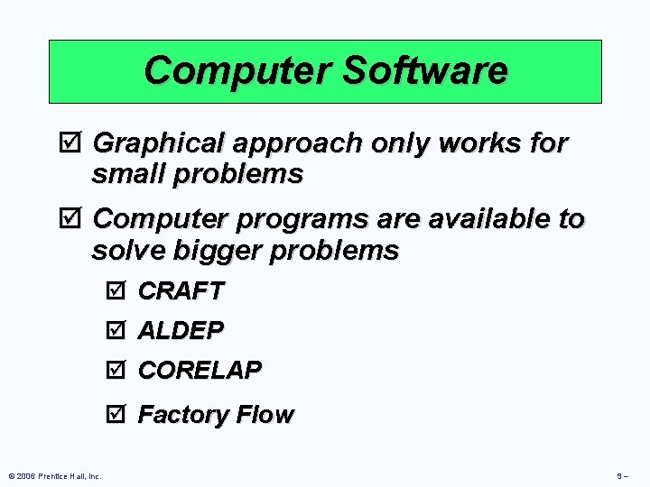 Computer Software þ Graphical approach only works for small problems þ Computer programs are Computer Software þ Graphical approach only works for small problems þ Computer programs are