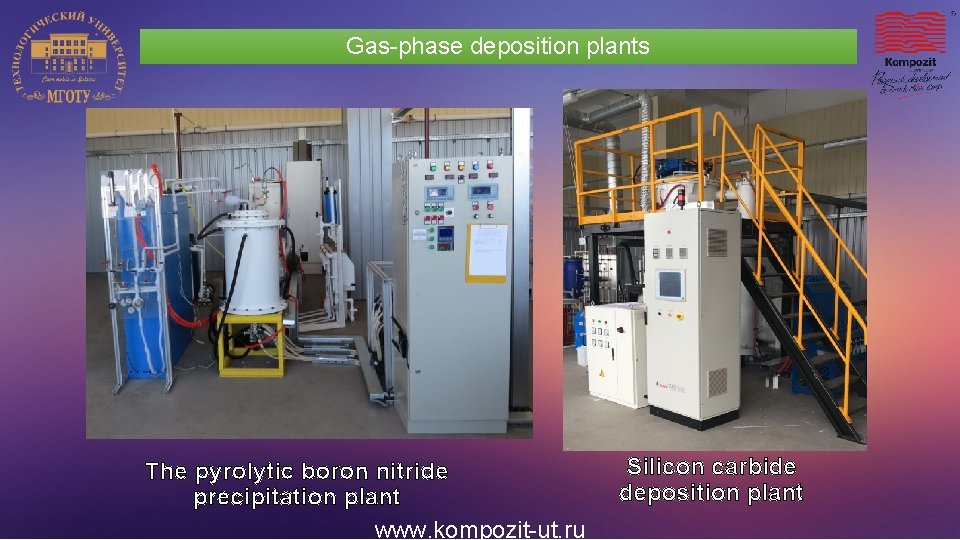 Gas-phase deposition plants The pyrolytic boron nitride precipitation plant www. kompozit-ut. ru Silicon carbide