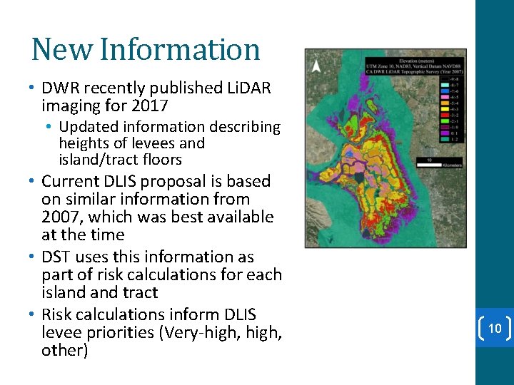 New Information • DWR recently published Li. DAR imaging for 2017 • Updated information