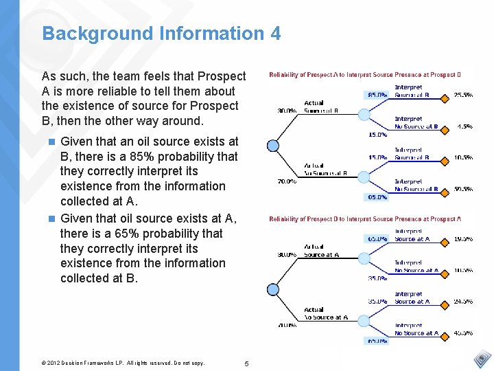 Background Information 4 As such, the team feels that Prospect A is more reliable