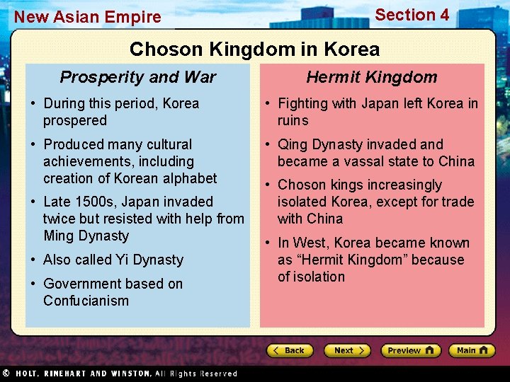 New Asian Empire Section 4 Choson Kingdom in Korea Prosperity and War Hermit Kingdom