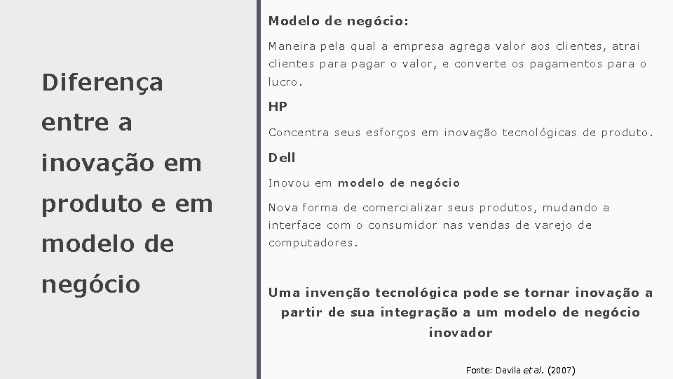 Modelo de negócio: Man eira pe la qual a empresa agrega valor aos cl Modelo de negócio: Man eira pe la qual a empresa agrega valor aos cl