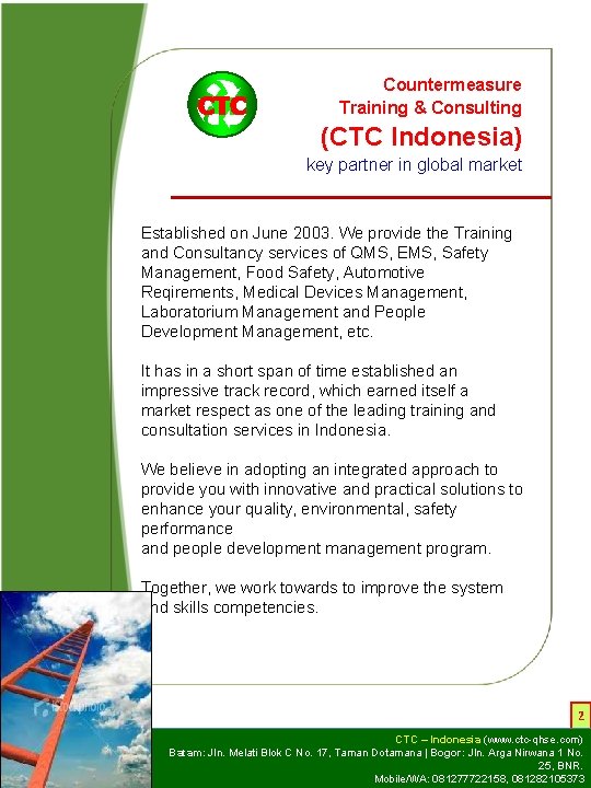 Countermeasure Training & Consulting (CTC Indonesia) key partner in global market Established on June