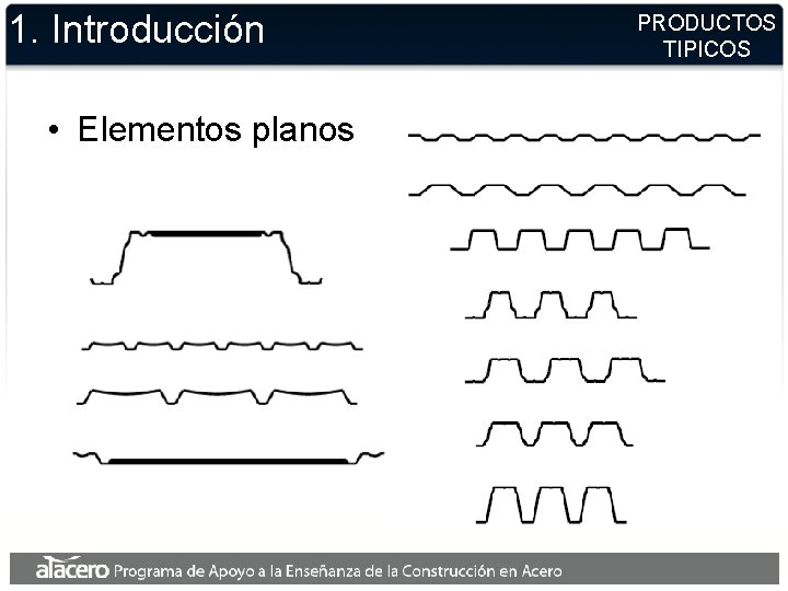 1. Introducción • Elementos planos PRODUCTOS TIPICOS 1. Introducción • Elementos planos PRODUCTOS TIPICOS