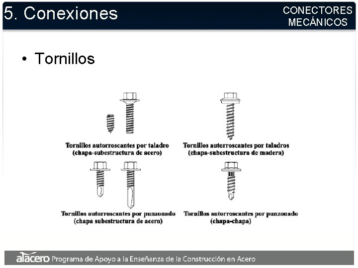 5. Conexiones • Tornillos CONECTORES MECÁNICOS 5. Conexiones • Tornillos CONECTORES MECÁNICOS