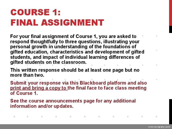 COURSE 1: FINAL ASSIGNMENT For your final assignment of Course 1, you are asked COURSE 1: FINAL ASSIGNMENT For your final assignment of Course 1, you are asked
