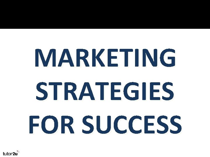 MARKETING STRATEGIES FOR SUCCESS 