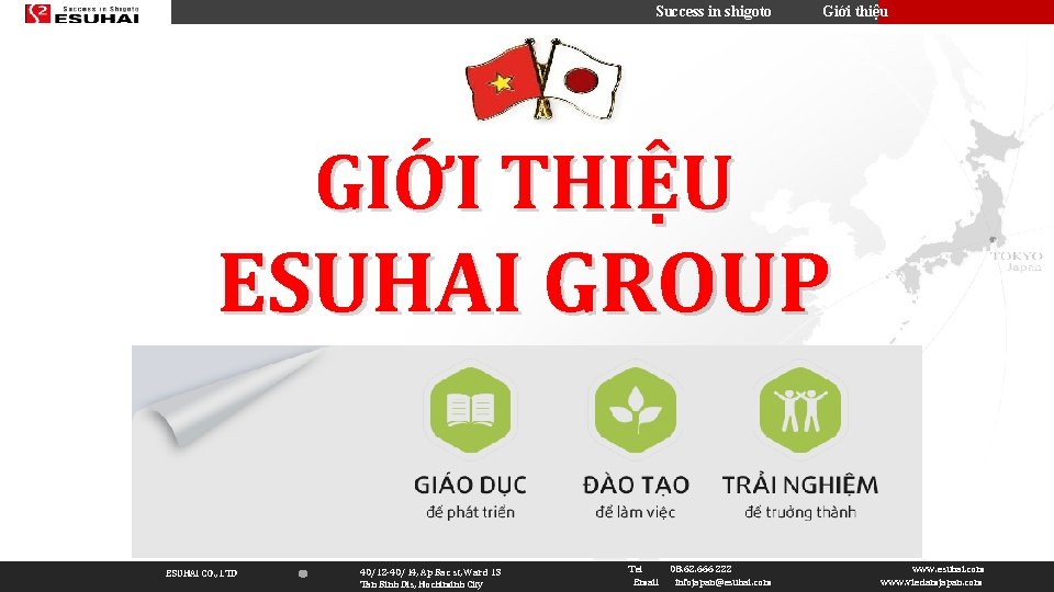 Success in shigoto Giới thiệu GIỚI THIỆU ESUHAI GROUP ESUHAI CO. , LTD 40/12