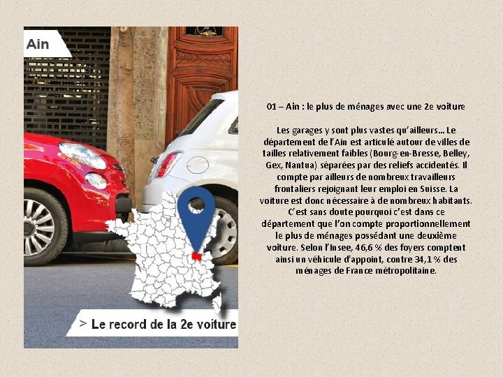 01 – Ain : le plus de ménages avec une 2 e voiture Les