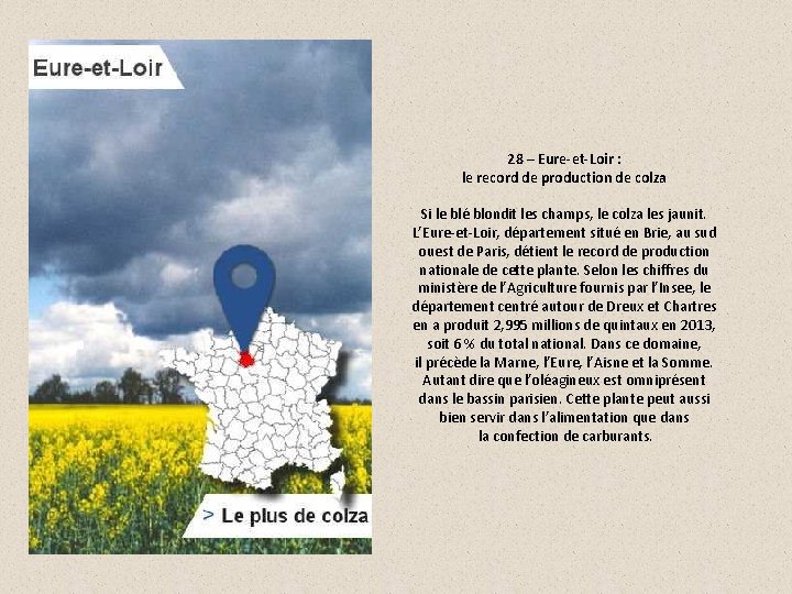 28 – Eure-et-Loir : le record de production de colza Si le blé blondit