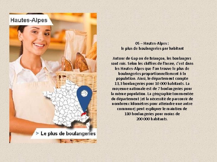 05 – Hautes-Alpes : le plus de boulangeries par habitant Autour de Gap ou