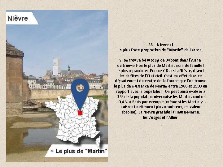 58 – Nièvre : l a plus forte proportion de "Martin" de France Si