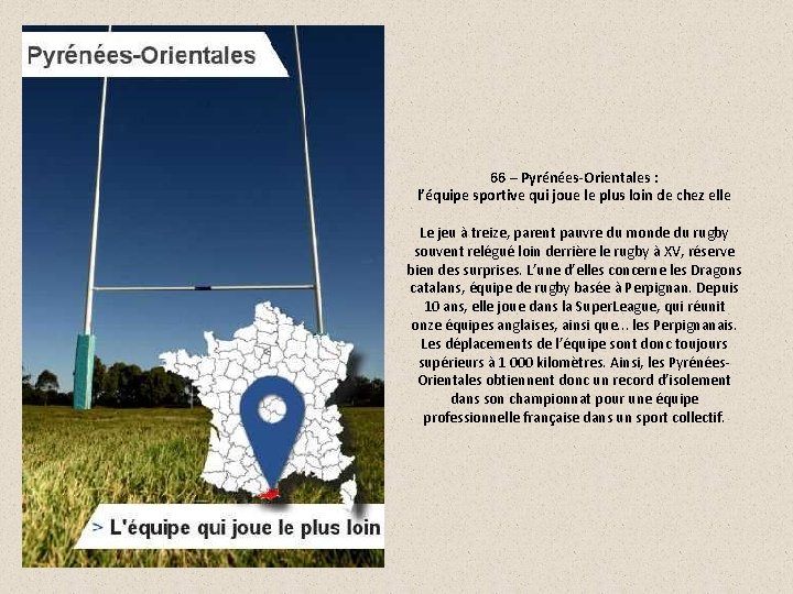 66 – Pyrénées-Orientales : l’équipe sportive qui joue le plus loin de chez elle