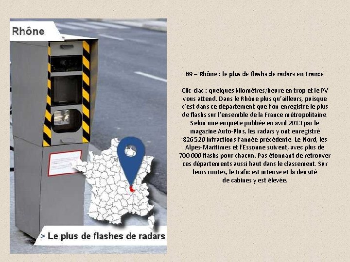 69 – Rhône : le plus de flashs de radars en France Clic-clac :