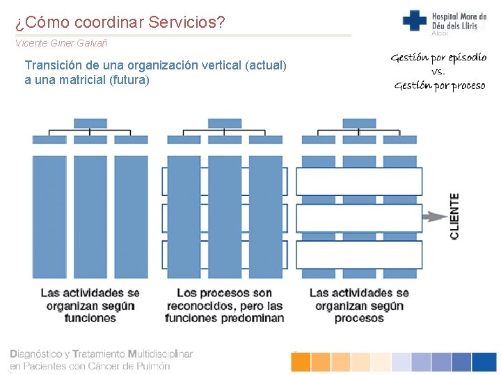 ¿Cómo coordinar Servicios? Vicente Giner Galvañ Transición de una organización vertical (actual) a una