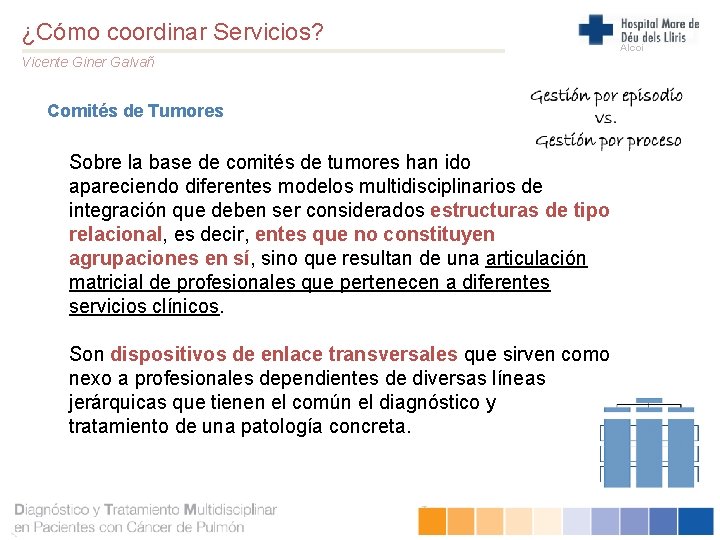 ¿Cómo coordinar Servicios? Vicente Giner Galvañ Comités de Tumores Sobre la base de comités