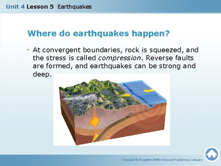 Unit 4 Lesson 5 Earthquakes Where do earthquakes happen? • At convergent boundaries, rock