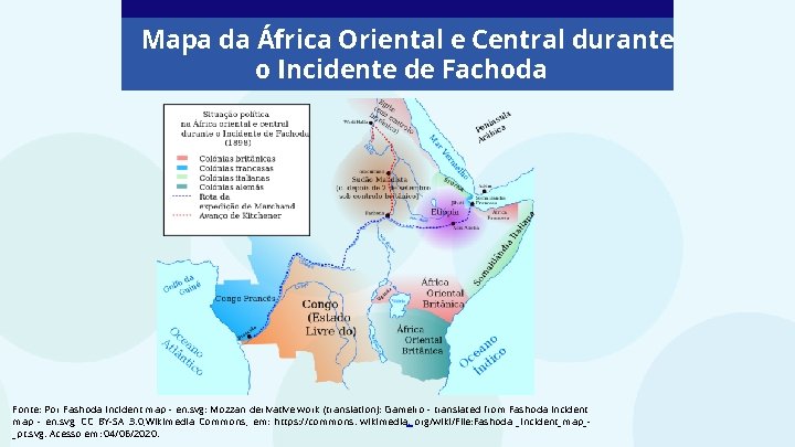 Mapa da África Oriental e Central durante o Incidente de Fachoda Fonte: Por Fashoda