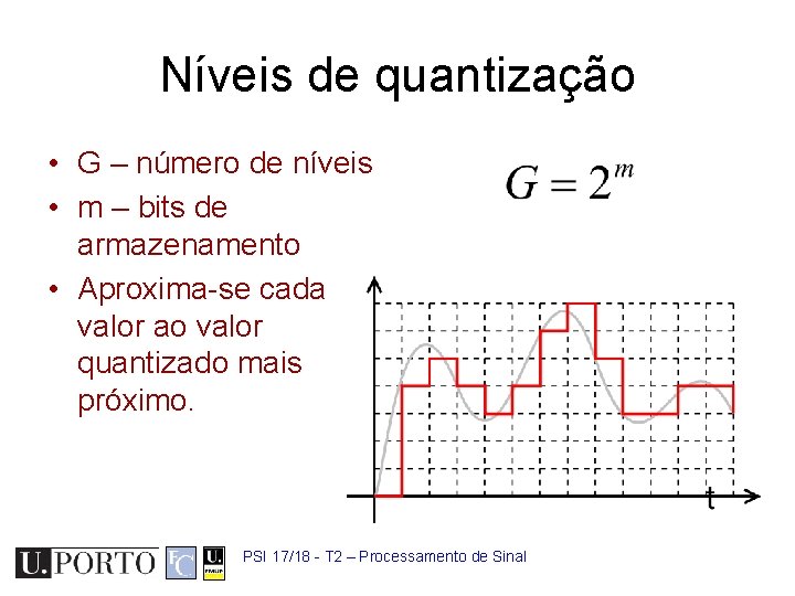 Níveis de quantização • G – número de níveis • m – bits de