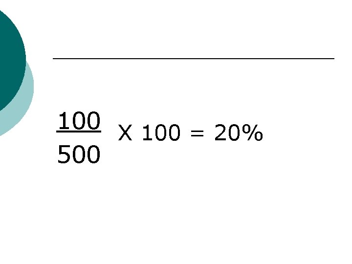 100 X 100 = 20% 500 