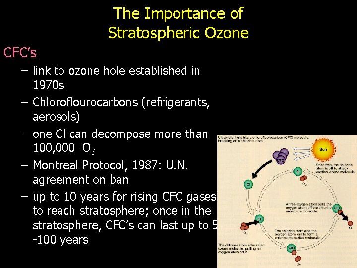 The Importance of Stratospheric Ozone CFC’s – link to ozone hole established in 1970