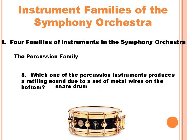 Instrument Families of the Symphony Orchestra I. Four Families of instruments in the Symphony