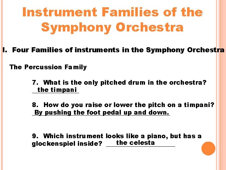 Instrument Families of the Symphony Orchestra I. Four Families of instruments in the Symphony