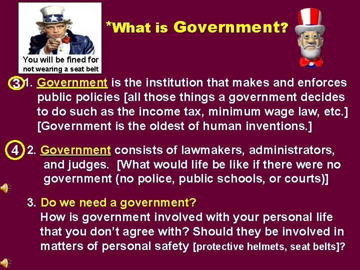 *What is Government? You will be fined for not wearing a seat belt 3