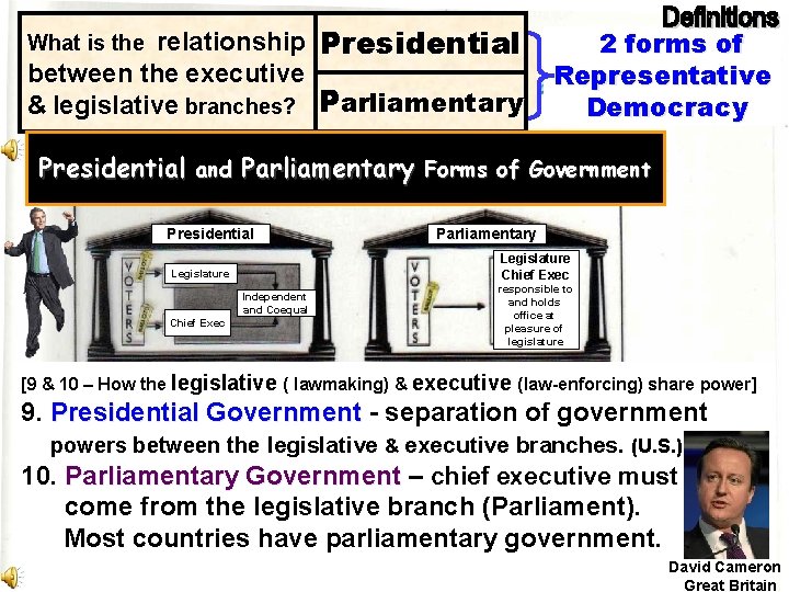 relationship Presidential between the executive & legislative branches? Parliamentary What is the 2 forms