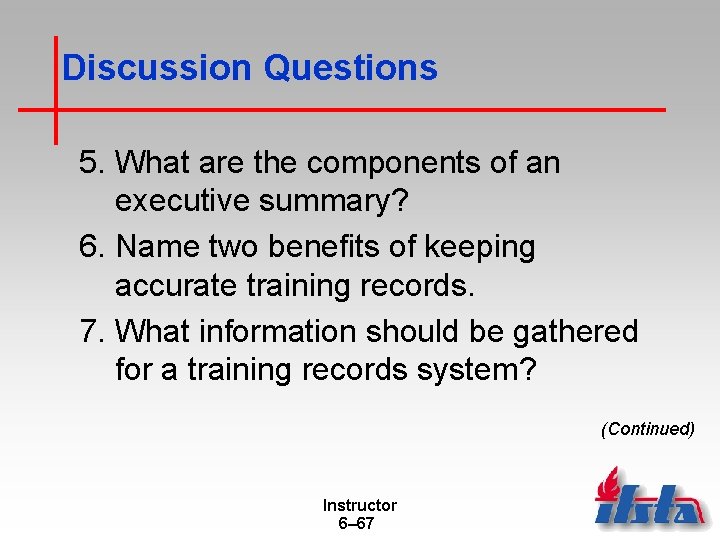 Discussion Questions 5. What are the components of an executive summary? 6. Name two
