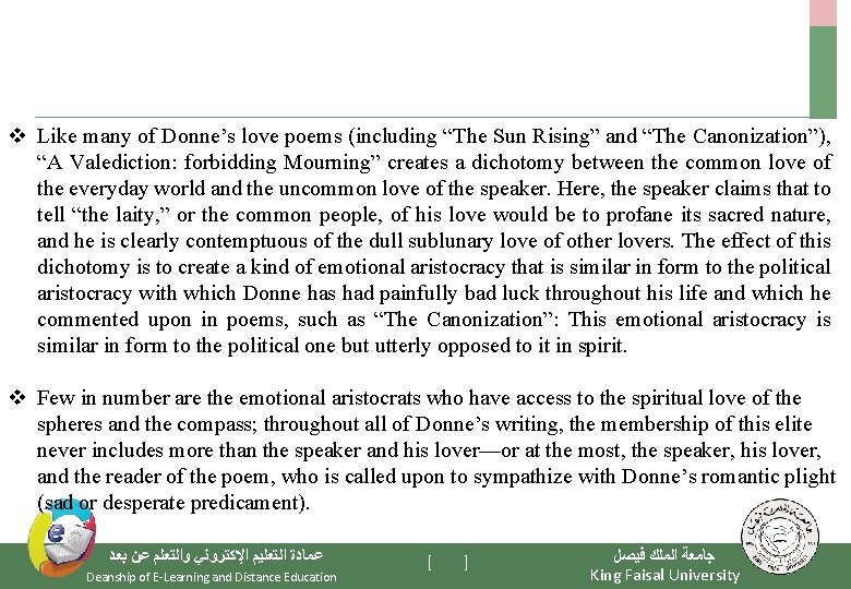 v Like many of Donne’s love poems (including “The Sun Rising” and “The Canonization”),