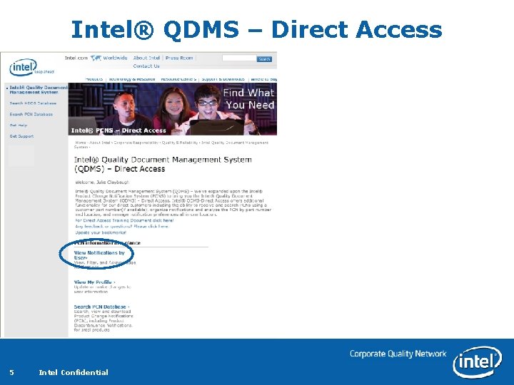 Intel® QDMS – Direct Access 5 Intel Confidential 