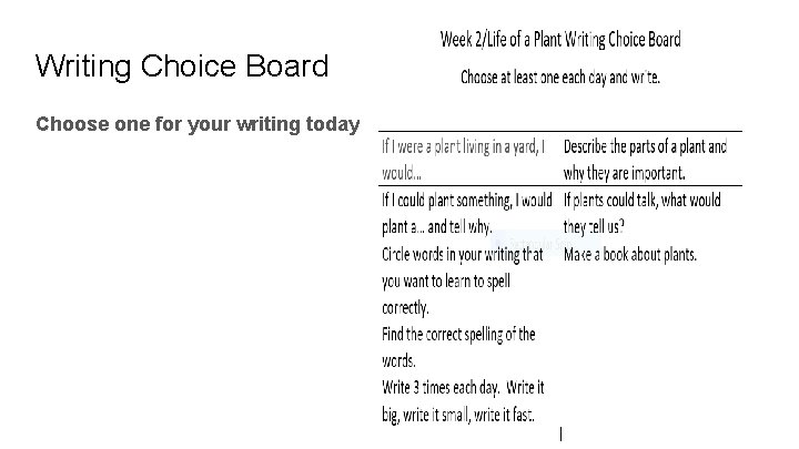 Writing Choice Board Choose one for your writing today. 