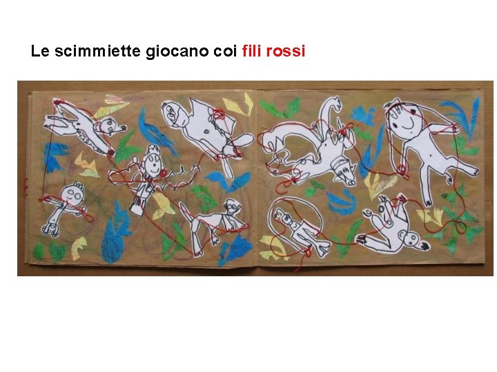 Le scimmiette giocano coi fili rossi 