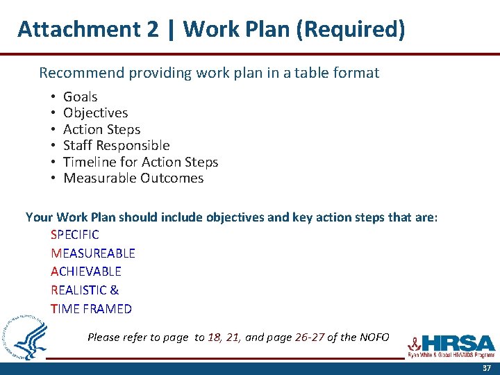 Attachment 2 | Work Plan (Required) Recommend providing work plan in a table format