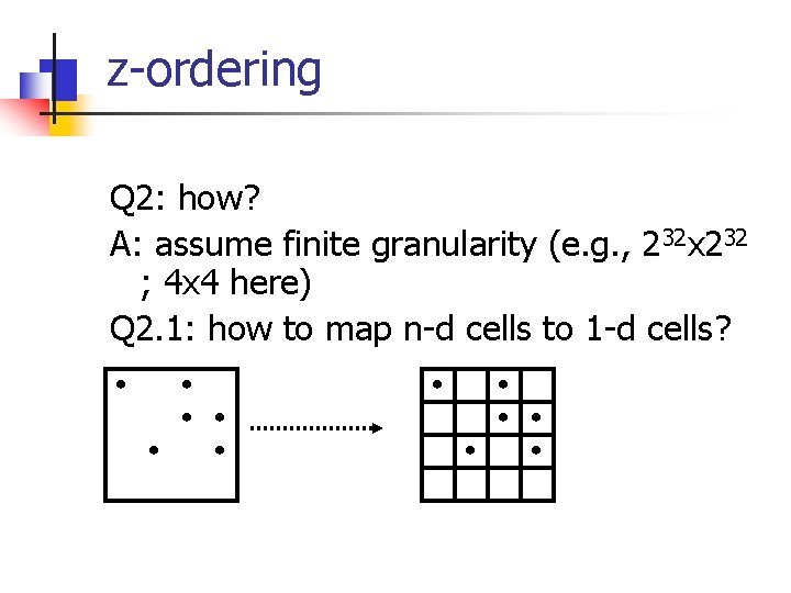 z-ordering Q 2: how? A: assume finite granularity (e. g. , 232 x 232