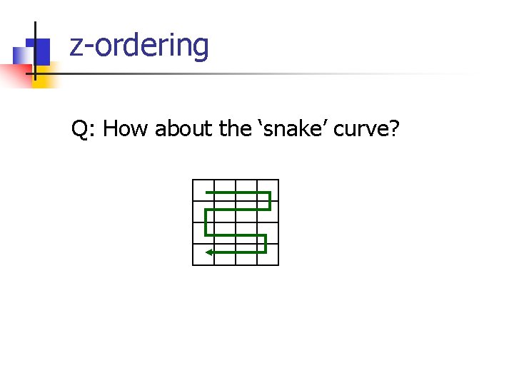 z-ordering Q: How about the ‘snake’ curve? 
